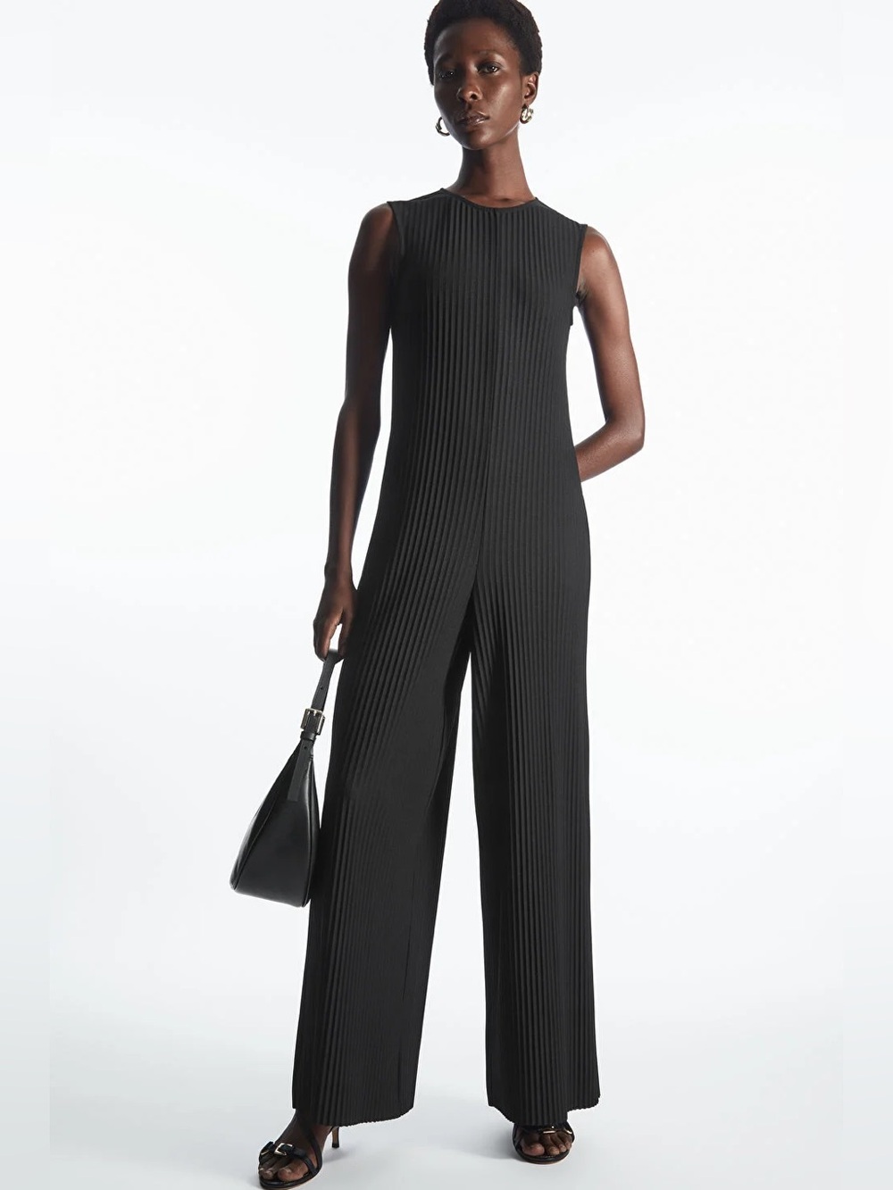 NWT COS Black Sleeveless Wide Leg Pleated Jumpsuit XS
